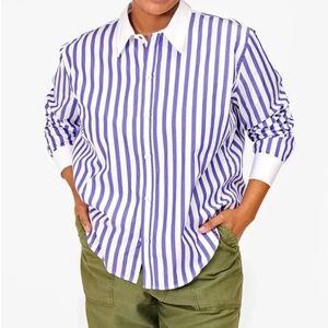 NWT CLARE V. 🇫🇷 Suzette Royal Blue & White Buttondown - Size L